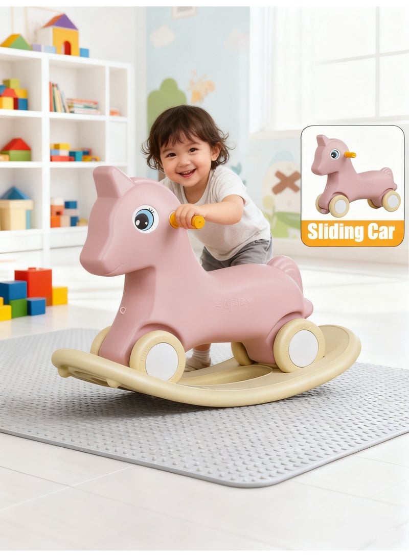 Rocking Horse，Children Ride on Animal Toy,Toddler Balance Bike， Fun Toddler Rocker ，Suitable for Boys and Girls to Play Indoors and Outdoors(Pink，K-616) - Image 2