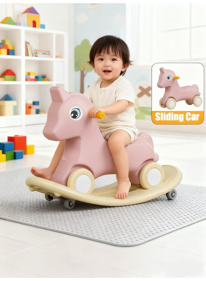 Rocking Horse，Children Ride on Animal Toy,Toddler Balance Bike， Fun Toddler Rocker ，Suitable for Boys and Girls to Play Indoors and Outdoors(Pink，K-616) - Image 3