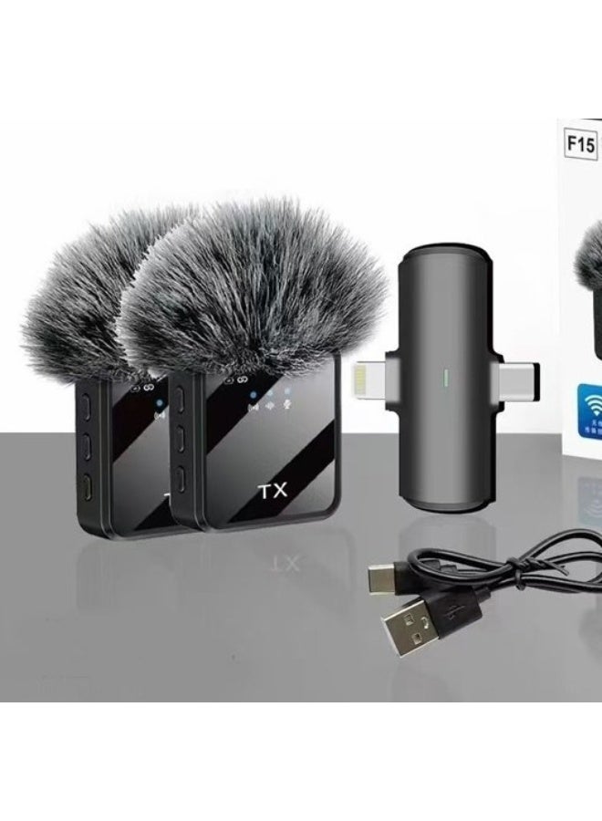 F15-2 Wireless Collar Microphone for iPhone/Android/Type C, suitable for Interviews, Stage Performances, Vlogs, and Live Videos - Image 1