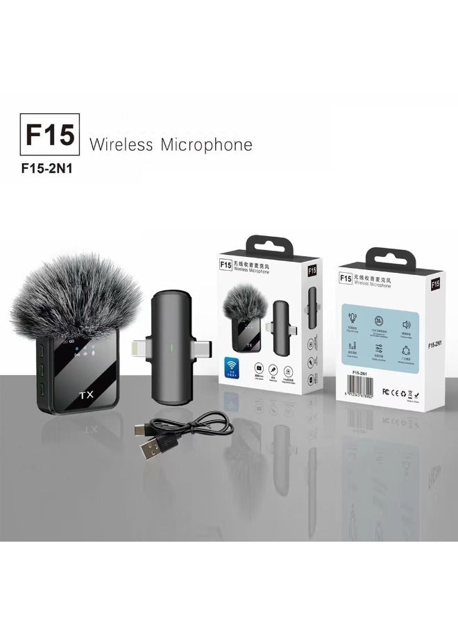F15-2 Wireless Collar Microphone for iPhone/Android/Type C, suitable for Interviews, Stage Performances, Vlogs, and Live Videos - Image 2