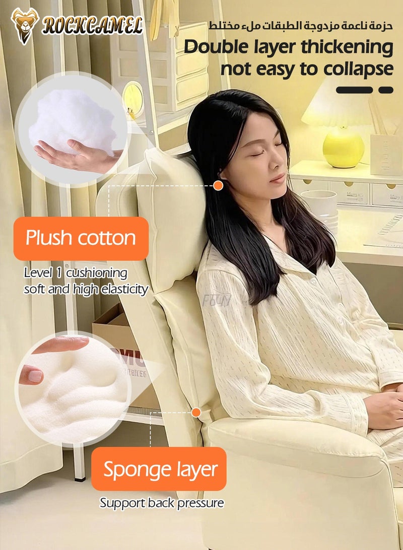 ROCKCAMEL كرسي ألعاب مريح، كرسي مكتب للمساحات الصغيرة، كرسي مكتب منزلي مع مسند قدم قابل للسحب، كرسي كمبيوتر بمسند ظهر مرتفع مع مسند رأس سميك للغاية ووسادة من اللاتكس، مريح للجلوس لساعات طويلة، أبيض - Image 5