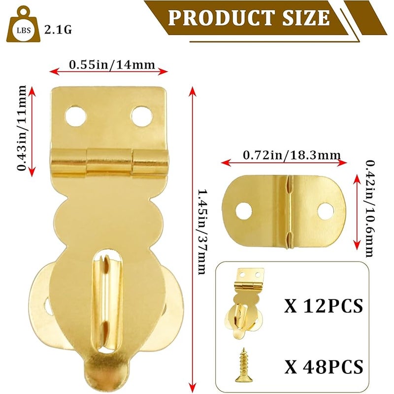 Aifeier ET 12Pcs Brass Solid Padlock Mini Buckles, Small Mini Decorative Hasp Locks with Screws for Gift Boxes Wooden Box Jewelry Box Wine Gift Case Chest Suitcase - Image 2