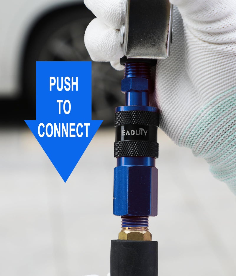 EADUTY Heavy Duty Polyurethane Recoil Air Hose 1/4 in x 25 ft, Lightweight, Flexible Compressor Hose with Universal Quick Coupler, Plug and Bend Restrictors, Gray - Image 5