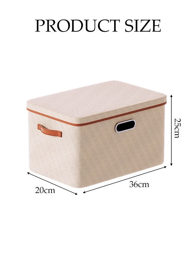 DUNISO Foldable Storage Box with Lid, Large Toy Storage Bin with Handles,Heavy Duty Fabric Storage Bins,Space Saving Toy Chest Box,Collapsible Books Baskets,Suitable for Home Playroom Travel(2 PCS,36*25*20 cm) - Image 2