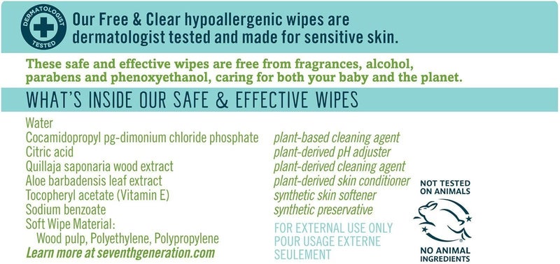 SEVENTH GENERATION Free  Clear Travel Baby Wipes 30Ct 30 CT - Image 3