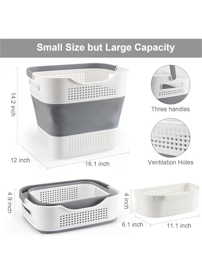 تراسل سلة غسيل لتر سلة غسيل كبيرة قابلة للطي بمقبض، سلال غسيل بلاستيكية قابلة للطي حاوية سلة غسيل ملابس بلاستيكية للغسيل، سلة تخزين متعددة الأغراض قابلة للطي - Image 3