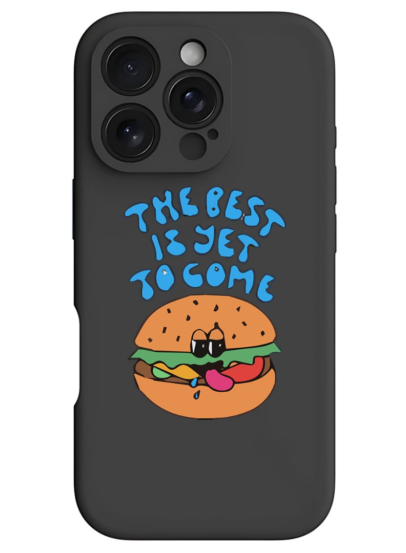 Theodor iPhone 16 Pro Black Protective Slim Fit Case Liquid Silicone Cover with Full Body Protection Anti-Scratch Shockproof Case For iPhone - Best is yet to come - Image 1