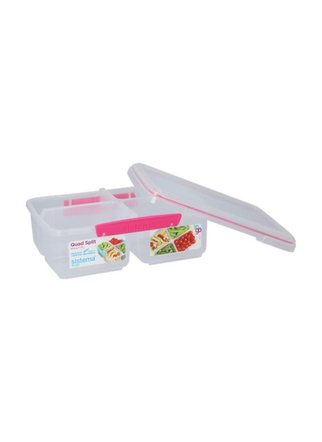 sistema To Go Quad Split Food Storage Box Clear and Pink 1.74 Liter (Multicolour)  - Image 4