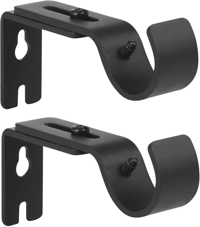 Anndason Heavy Duty Adjustable Curtain Rod Brackets and Holders  For 1 18 Inch  1 14 Inch Rod 2 PCS Black