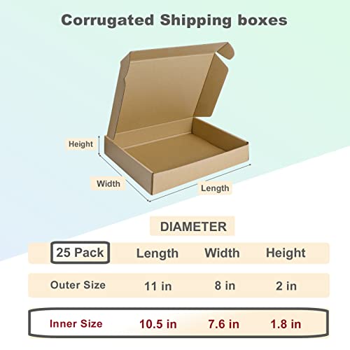 MEBRUDY 11x8x2 Inches Shipping Boxes Pack of 25, Small Corrugated Cardboard Box for Mailing Packing Literature Mailer - Image 2