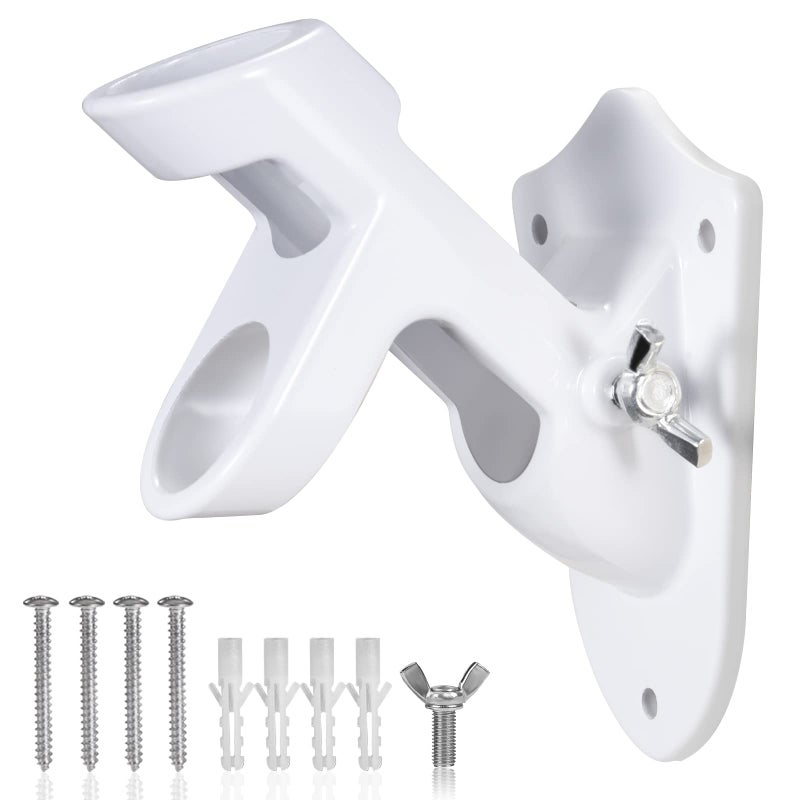 BONWIN Flag Pole Holder Brackets, BONWIN 1" Flag Pole Mounting Bracket with Hardwares for House Wall Mount, 1" Inner Diameter, Two Positions & Aluminium Alloy, Rust Free Coated (White - 1 Pack) - Image 3
