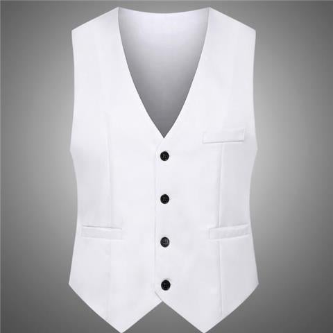 Mens Slim Fit Vest Modern Waistcoat Formal White 