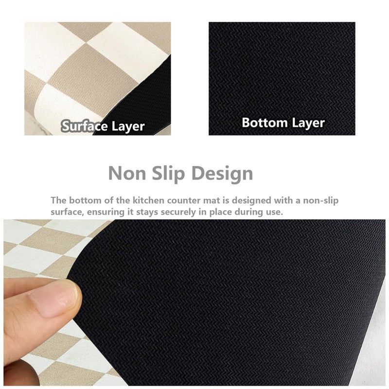 FUULOXE Coffee Mat Checkered Dish Drying Pad for Kitchen Pet Placemat Absorbent Quick Dry Washable Anti-slip Rubber Backed Mats for Kitchen Counter Coffee Bar Bathroom Bedroom 12" x 19" - Image 5