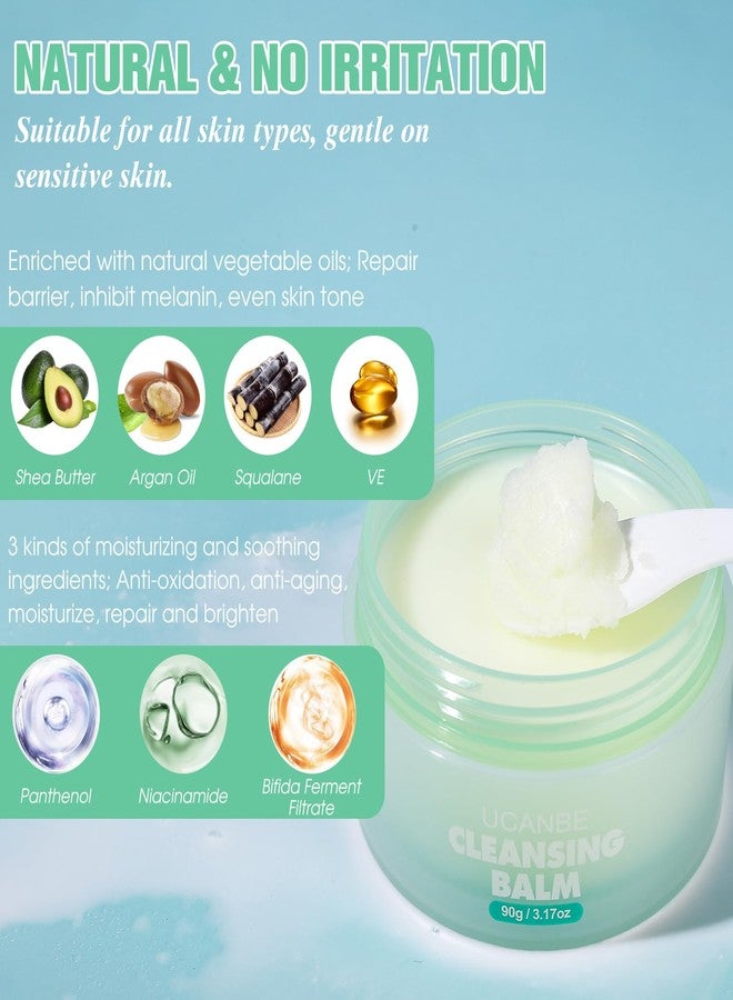 UCANBE Cleansing Balm Makeup Remover, 3.17oz Cleansing Balm + 4pcs Large Size Makeup Remover Cloths, Makeup Cleansing Balm for Waterproof Eye Face Lip Makeup, Made for All Skin Types - Image 2