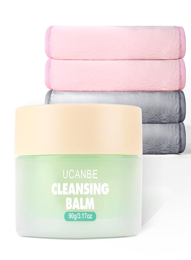 UCANBE Cleansing Balm Makeup Remover, 3.17oz Cleansing Balm + 4pcs Large Size Makeup Remover Cloths, Makeup Cleansing Balm for Waterproof Eye Face Lip Makeup, Made for All Skin Types - Image 1