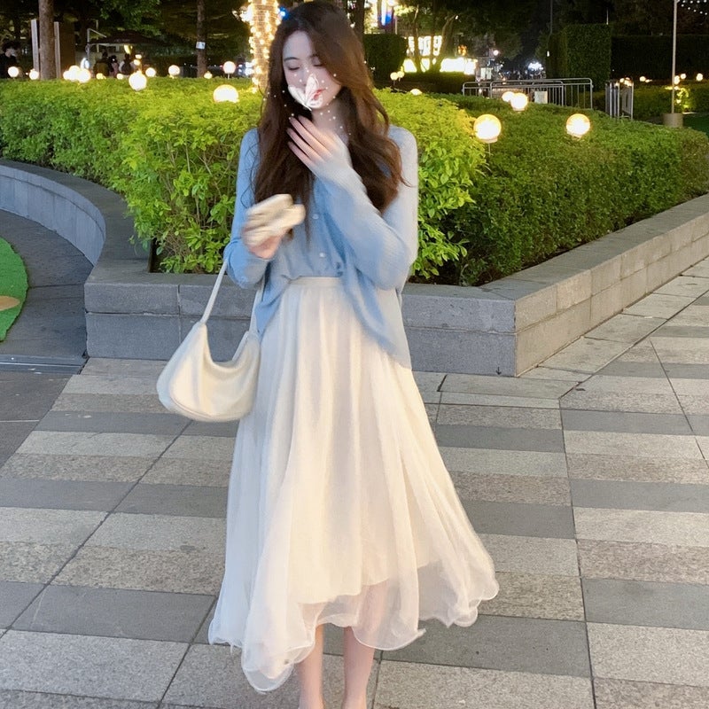 Fairy Skirt Chic Gentle Little 2024 Summer New White Veil Skirt Irregular A- line Mesh Skirt - Image 5