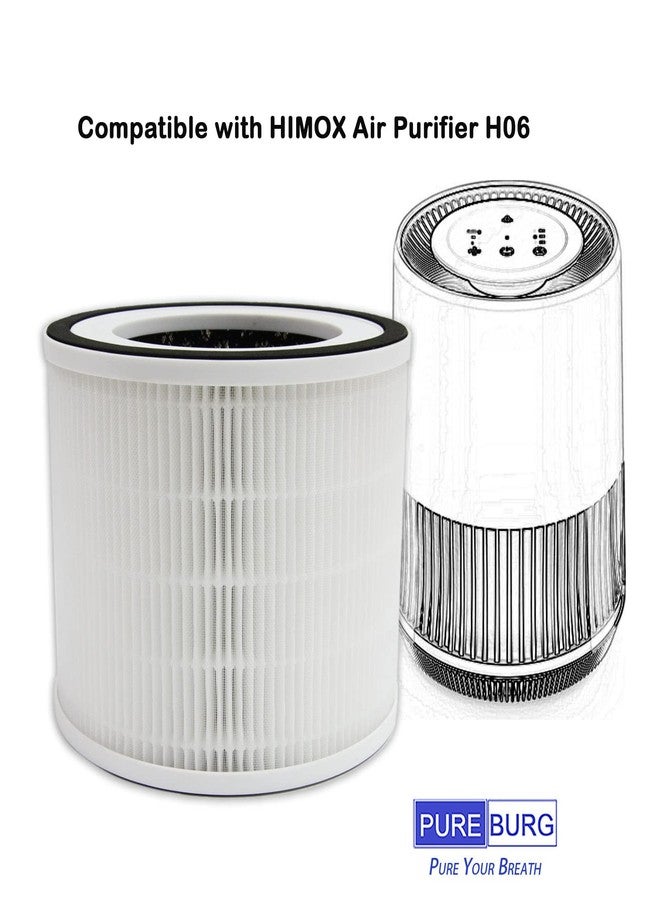 PUREBURG فلاتر بديلة من بيوربيرغ متوافقة مع أجهزة تنقية الهواء هيموكس H06 وأفلويا غالا، عبوة من قطعتين H13 فلتر كربون نشط بتقنية هيبا الحقيقية، ترشيح ثلاثي المراحل - Image 2