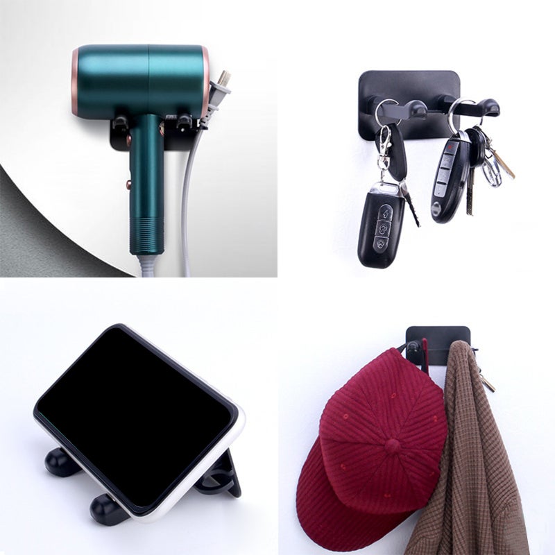 Hair Dryer Holder 1-Piece Black No-Drill Install - Space-Saving Durable Hair Dryer Hanging Rack for Bathroom Hotel Home Guesthouse - Image 5
