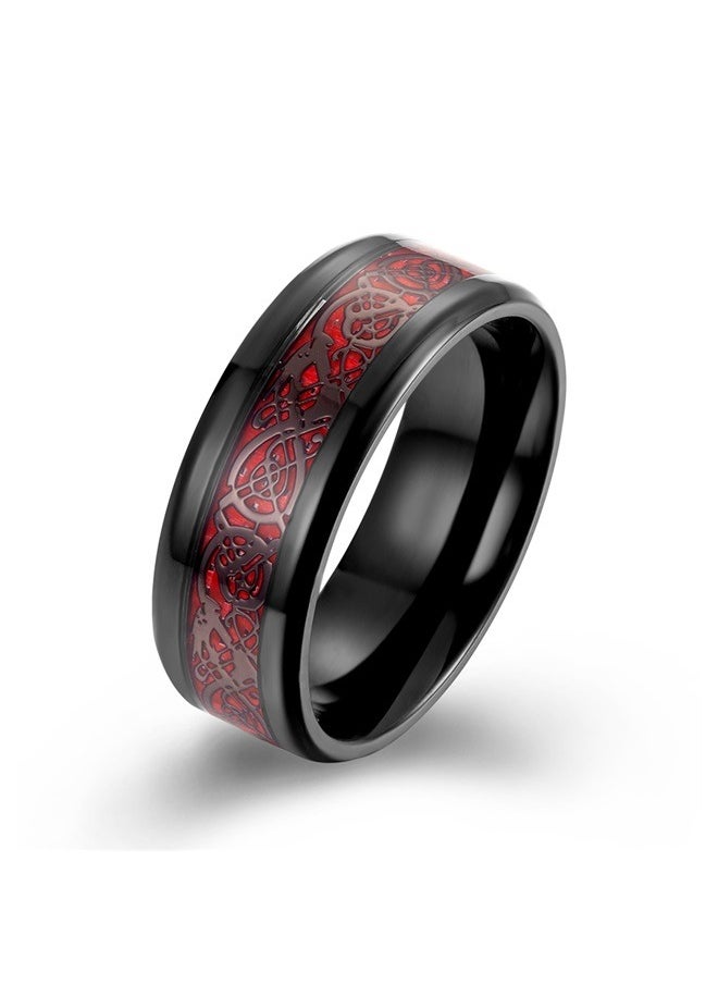 yongsheng Stainless Steel Dragon Inlay Ring， Men Women Wedding Ring 10#  - Image 1