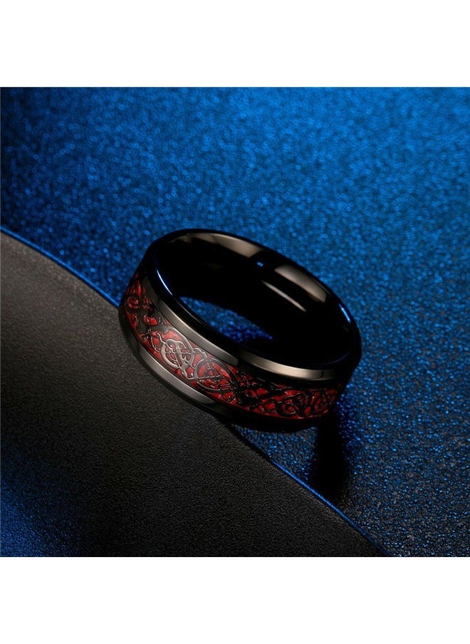 yongsheng Stainless Steel Dragon Inlay Ring， Men Women Wedding Ring 10#  - Image 2