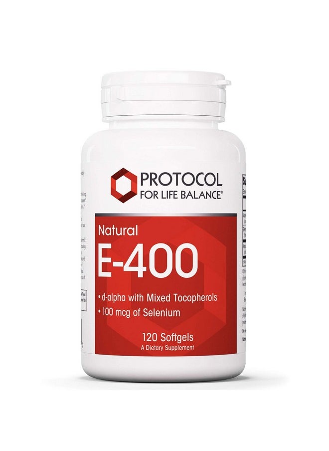 Protocol For Life Balance بروتوكول E400 فيتامين E مزيج توكوفيرول وسيلينيوم 100 ميكروغرام 120 كبسولة لينة  - Image 2