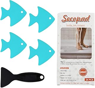 Secopad Secopad Bathtub Stickers Non-Slip, 24 PCS Safety Shower Treads Adhesive Appliques with Premium Scraper (Blue) - Image 1