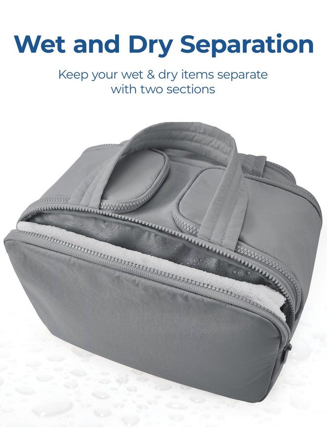 BAGSMART BAGSMART Travel Toiletry Bag, Lightweight Large Wide-open Travel Bag for Women, Puffy Cosmetic Makeup Bag Organizer with Handle for Accessories,Essentials, Toiletries, Grey - Image 5