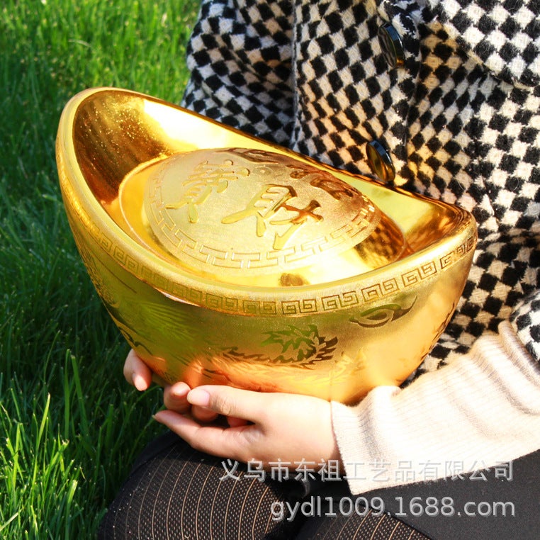 Dragon And Phoenix Ingot Ornaments Candy Box Stage Props Living Room Plastic Gold Ingot Hollow Ingot Ornaments - Image 4