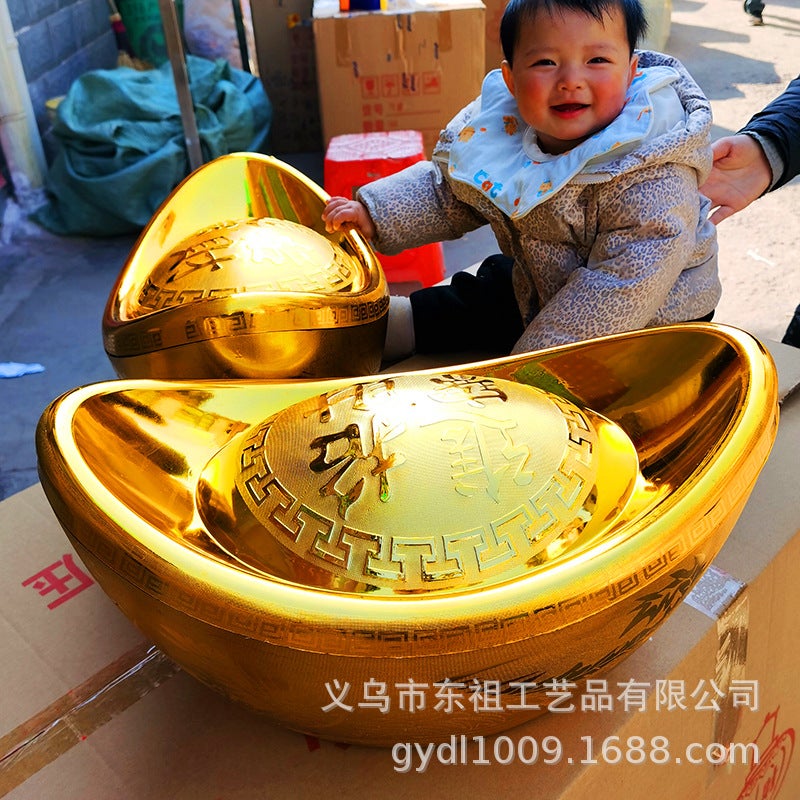 Dragon And Phoenix Ingot Ornaments Candy Box Stage Props Living Room Plastic Gold Ingot Hollow Ingot Ornaments - Image 5