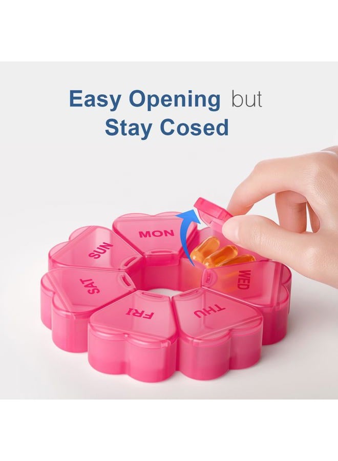 KAPENS Large Weekly Pill Organizer, Pill Box 7 Day, KAPENS Daily Vitamin Case Large Capacity Compartments, Pill Containers for Fish Oil Medicine Supplements, Red - Image 4