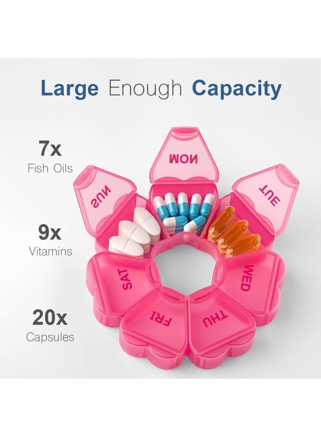 KAPENS Large Weekly Pill Organizer, Pill Box 7 Day, KAPENS Daily Vitamin Case Large Capacity Compartments, Pill Containers for Fish Oil Medicine Supplements, Red - Image 2