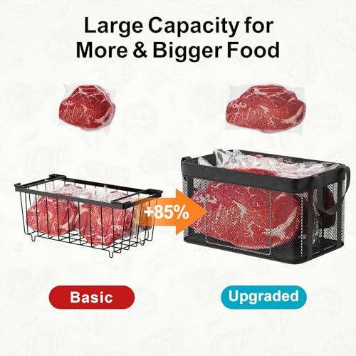 iSPECLE Freezer Organizer Bins, 3 Pack 15" Large Stackable Deep Freezer Organizer Bins for 5 to 7 Cu.Ft Chest Freezer, Sturdy Fabric & Stainless Steel for Meat & Vegetables, Easy Access, Black - Image 5