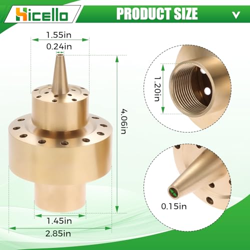 Hicello 1" (G1/DN25) Brass Fountain Nozzle – Spray Height 1.5M, Coverage 1.3M, for Garden Pond & Decorative Water Features – [Size: Fit for 1 Inch Male Thread Only] - Image 3