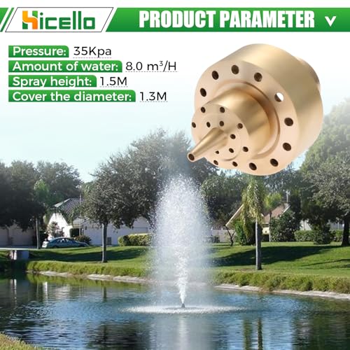 Hicello 1" (G1/DN25) Brass Fountain Nozzle – Spray Height 1.5M, Coverage 1.3M, for Garden Pond & Decorative Water Features – [Size: Fit for 1 Inch Male Thread Only] - Image 4