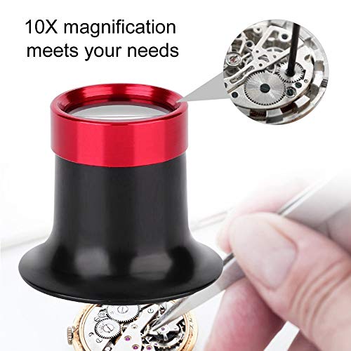 Salmue 10X Jewelry Loop Magnifier, Aluminum Alloy Single Small Lightweight Eye Magnifying Loupe for Repair Watch Glass for Gems, Jewelry, Coins, Stamps - Image 3