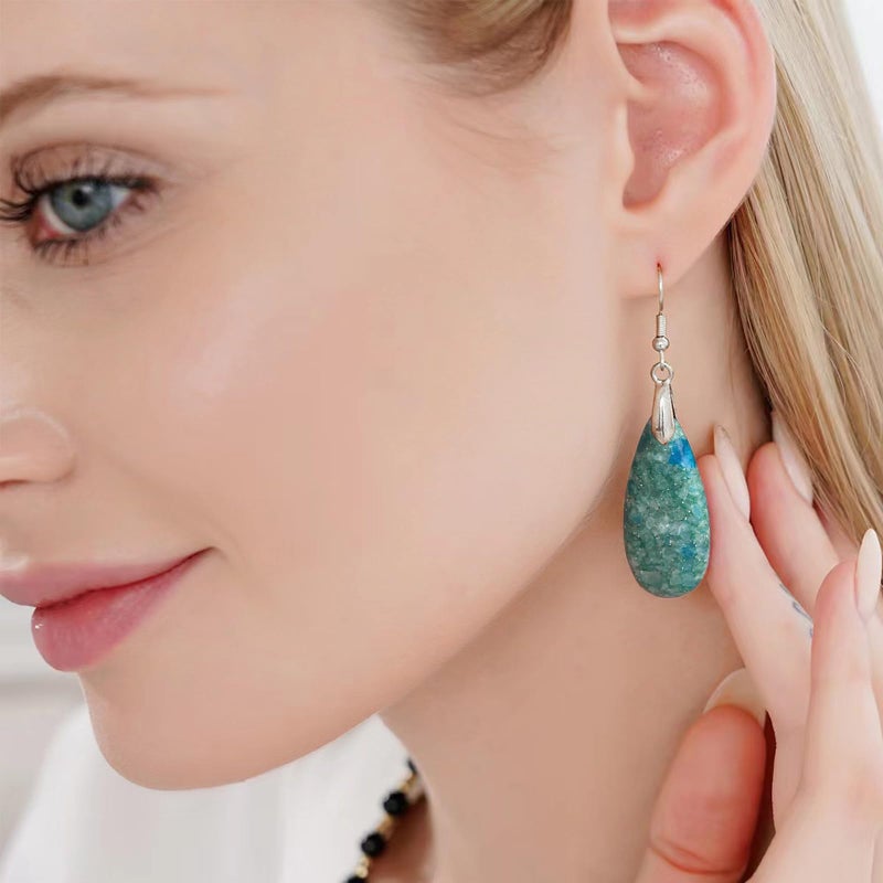 HAISWET Stone Drop Earrings for Women Teardrop Blue Dangle Drop Earrings - Image 3
