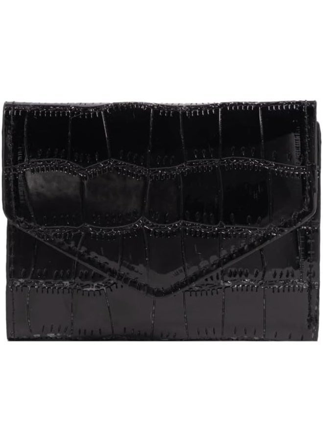 Women's wallet for carrying credit cards and ATM ID card holder, leather money wallet (black) - Image 1