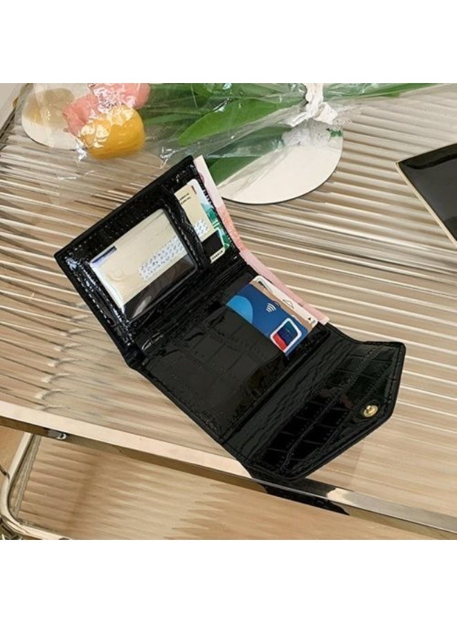 Women's wallet for carrying credit cards and ATM ID card holder, leather money wallet (black) - Image 3
