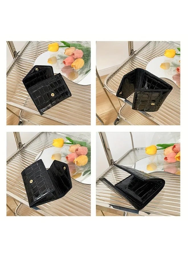 Women's wallet for carrying credit cards and ATM ID card holder, leather money wallet (black) - Image 5