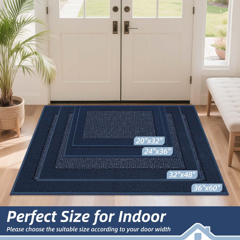 BEQHAUSE Indoor Door Mat 20" x 32", Dirt Trapper Door Mats Non-Slip Entryway Rugs Washable, Resist Dirt Absorbent Welcome Mat, Low Profile Floor Mats for Front Back Door and Entryway, Blue - Image 2