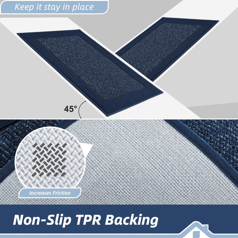 BEQHAUSE Indoor Door Mat 20" x 32", Dirt Trapper Door Mats Non-Slip Entryway Rugs Washable, Resist Dirt Absorbent Welcome Mat, Low Profile Floor Mats for Front Back Door and Entryway, Blue - Image 4