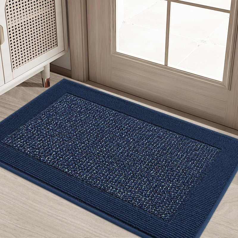 BEQHAUSE Indoor Door Mat 20" x 32", Dirt Trapper Door Mats Non-Slip Entryway Rugs Washable, Resist Dirt Absorbent Welcome Mat, Low Profile Floor Mats for Front Back Door and Entryway, Blue - Image 1