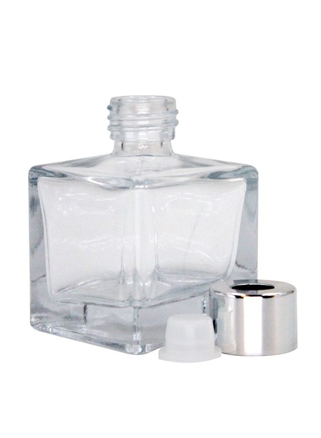 Feel Fragrance زجاجات موزع عطر مع أغطية فضية - مجموعة زجاجات موزع قابلة لإعادة التعبئة من 4 - ارتفاع 2.5 بوصة، 50 مل 1.7 أونصة سائلة. شكل مربع صغير، برطمانات موزع لعطر المنزل. - Image 4