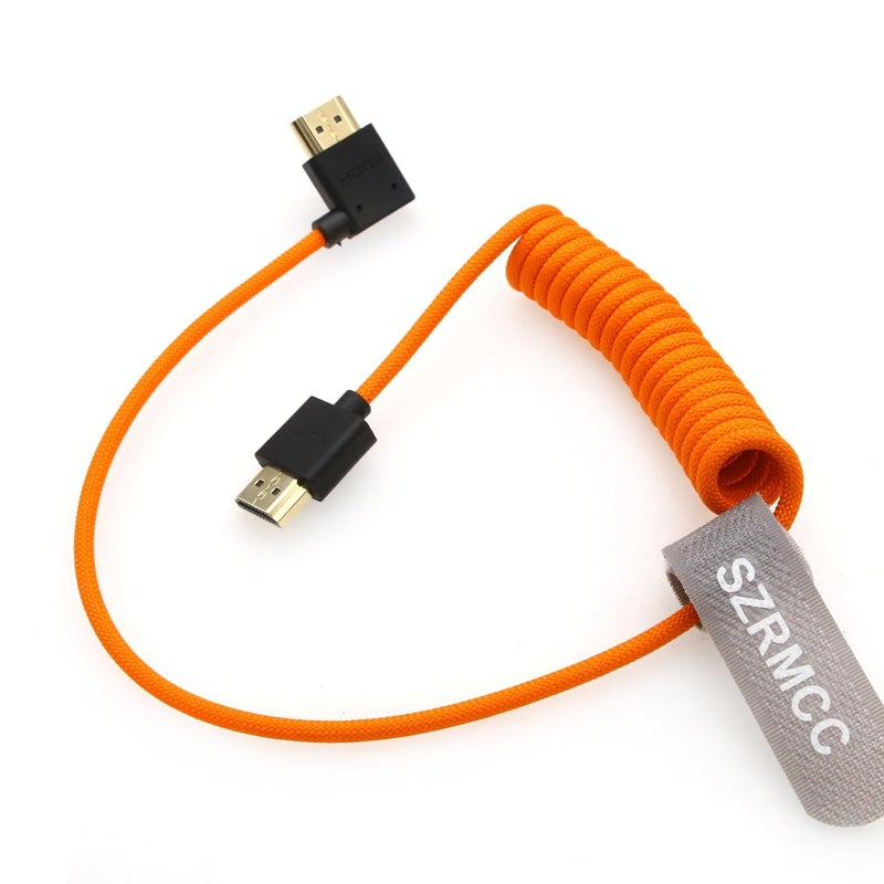 اس زد ار ام سي سي كابل 8K HDMI إلى HDMI بزاوية قائمة فائق السرعة ملفوف مضفر للكاميرا Z Cam E2 Sony FX6 FX9 Canon EOS C70 C300 Portkeys BM5 Atomos Ninjav V Shogun Monitor - Image 2