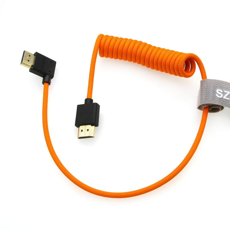 اس زد ار ام سي سي كابل 8K HDMI إلى HDMI بزاوية قائمة فائق السرعة ملفوف مضفر للكاميرا Z Cam E2 Sony FX6 FX9 Canon EOS C70 C300 Portkeys BM5 Atomos Ninjav V Shogun Monitor - Image 1
