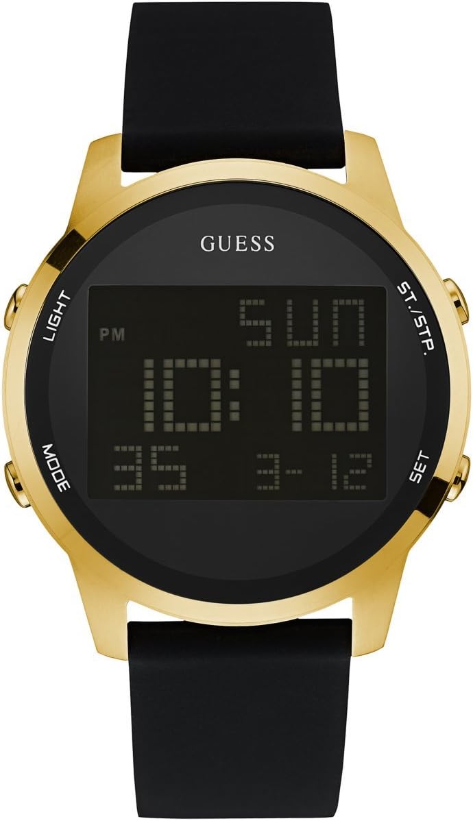 جس ساعة GUESS كوارتز للرجال بشاشة رقمية وحزام سيليكون W0787G1