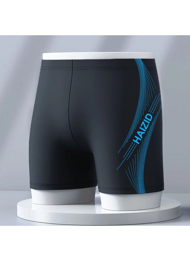 Simple Printed Men's Swimming Trunks Plus Size Soft And Comfortable Lining Adult Hot Spring Boxer Swimming Trunks Wholesale-Color:Lake Blue Color-Size:XXL (recommended 70.00 Kg-80.00 Kg