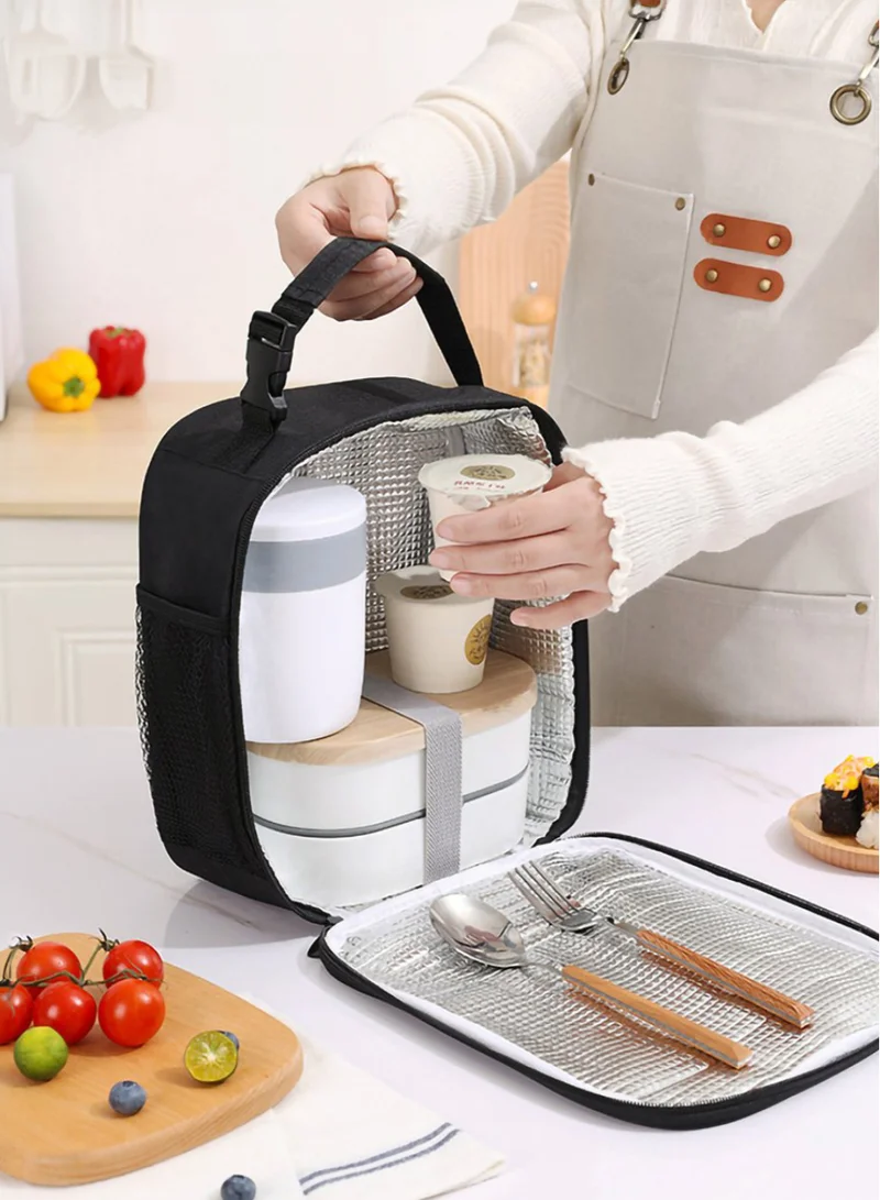flâneur Insulated Lunch Bag with Handle and Side Pocket - Big Capacity, Stylish and Durable, Ideal for School Lunches, Travel, and Everyday Use, Portable and Thermal for All Needs