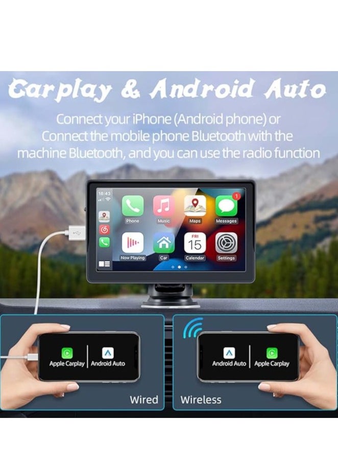 7 inch touch screen car screen supports CarPlay and Android Auto; easy to install without having to disassemble the car interior.