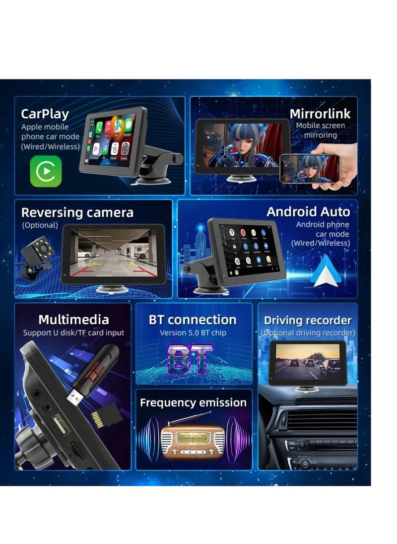 7 inch touch screen car screen supports CarPlay and Android Auto; easy to install without having to disassemble the car interior.